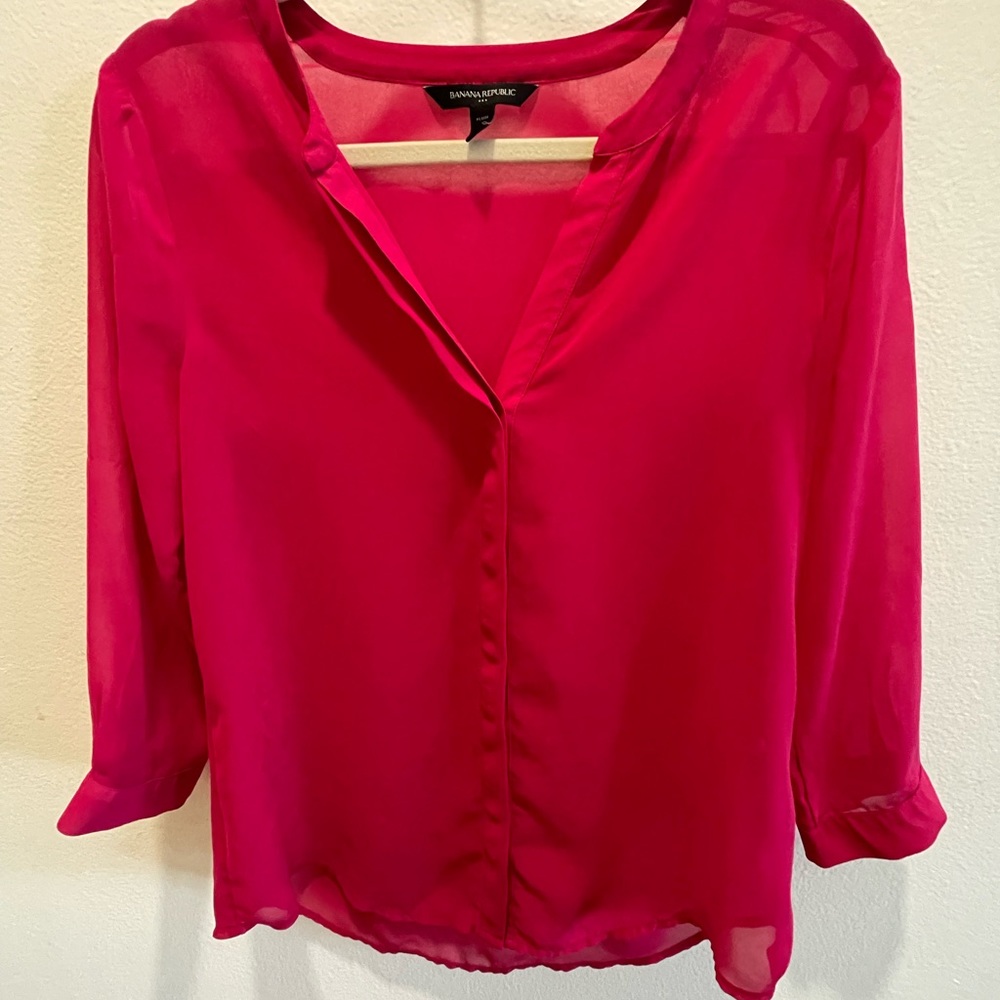 Sheer Pink 3/4 sleeve blouse